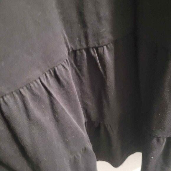 LOGO Lori Goldstein Dress‎ Women's XS Black Short Sleeve Tiered Midi Modal Blend - Picture 5 of 7